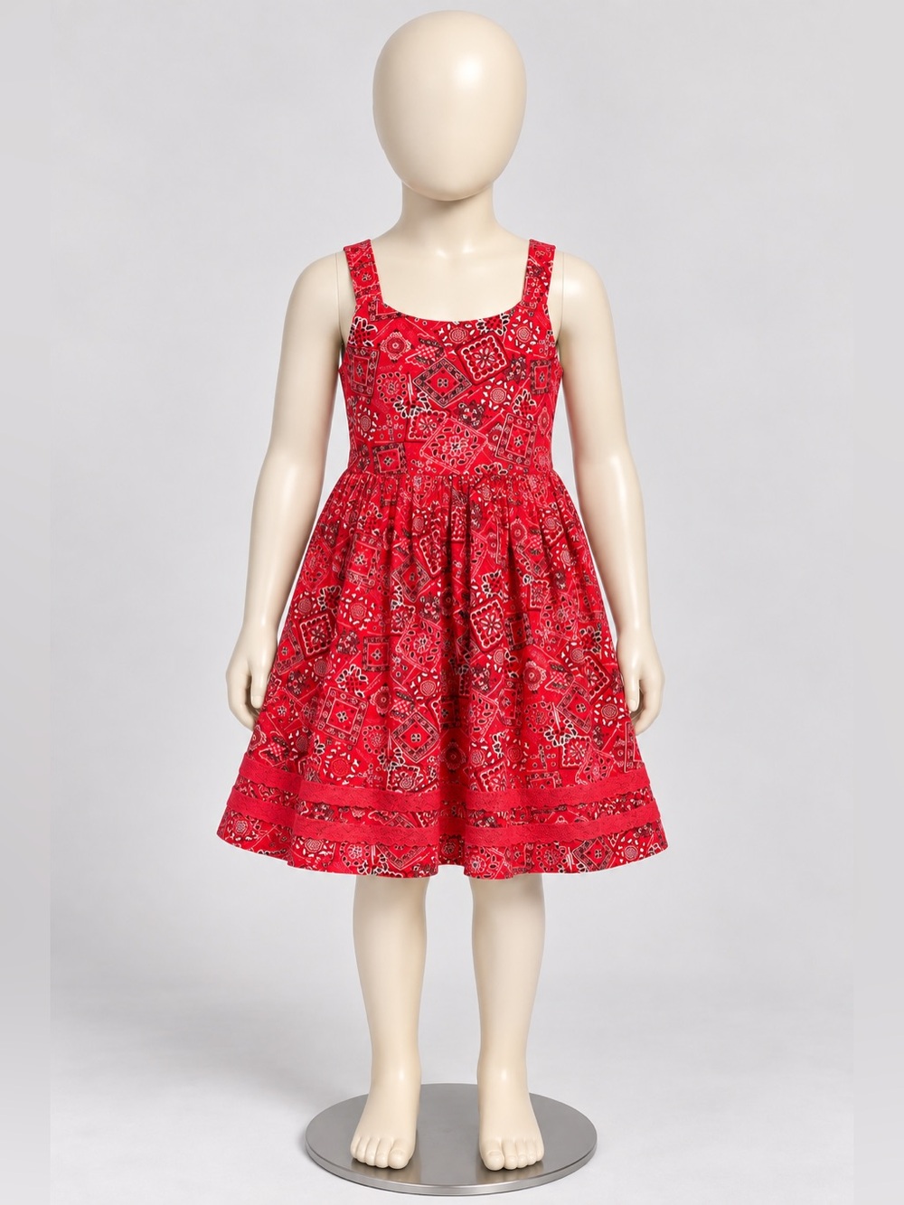 BLUEBERI BOULEVARD Red Bandana Print Girls Kids Dress size 7
